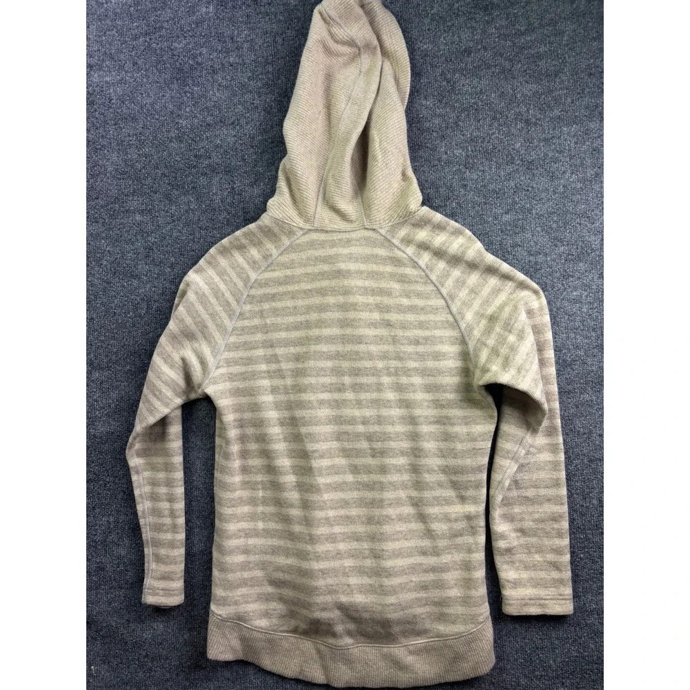 Mountain Hardwear Hoodie Women Small Tan Striped Recycled Wool Blend Pullover‎